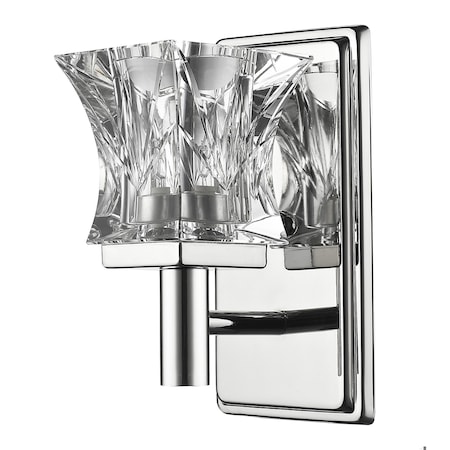 Homeroots 8 x 4.5 x 5 in. Arabella 1-Light Polished Nickel Sconce with Pressed Crystal Shade 398800